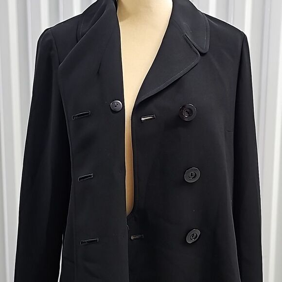 Tahari Double Breasted Dress Jacket Trench Coat,‎ Black, Size 8 - Picture 7 of 10